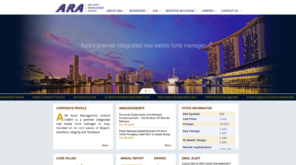 Singapore's ARA Asset Management to acquire 19.5% in Cromwell Property