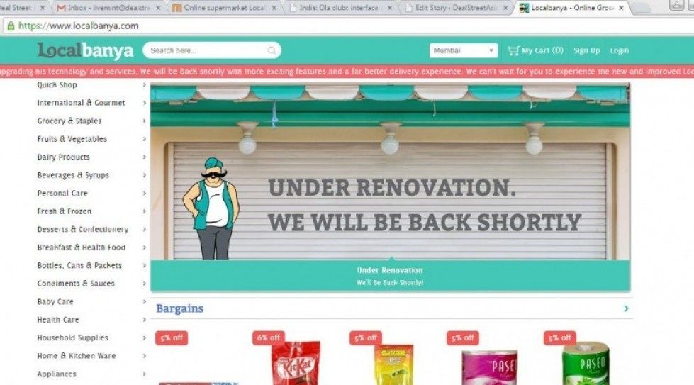 India: Online supermarket LocalBanya.com suspends operations temporarily