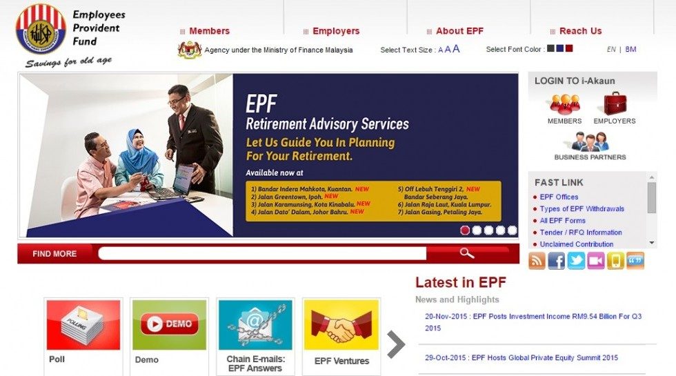 Malaysia: EPF records investment income of $2.27b for 3Q15 amid volatile market