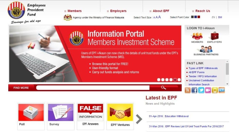 Malaysia's EPF records lower 1Q16 income, 36.2% dip from a year ago