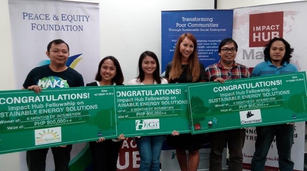 Impact Hub Manila, WWF, PEF awards for three sustainable energy startups