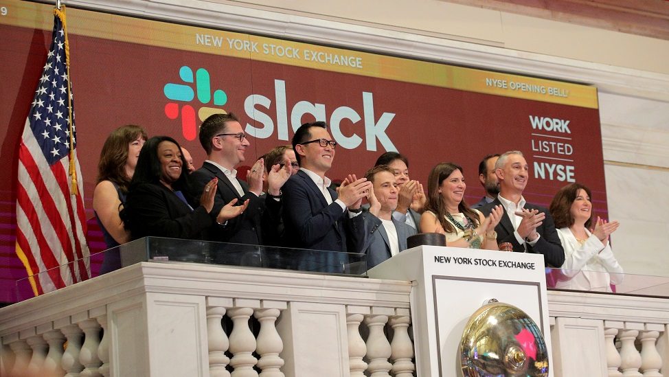 Slack stock soars in trading debut, values firm at more than $23b