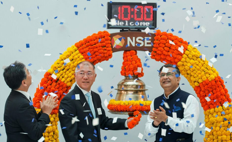 Hyundai India drops on listing day after record $3.3b IPO
